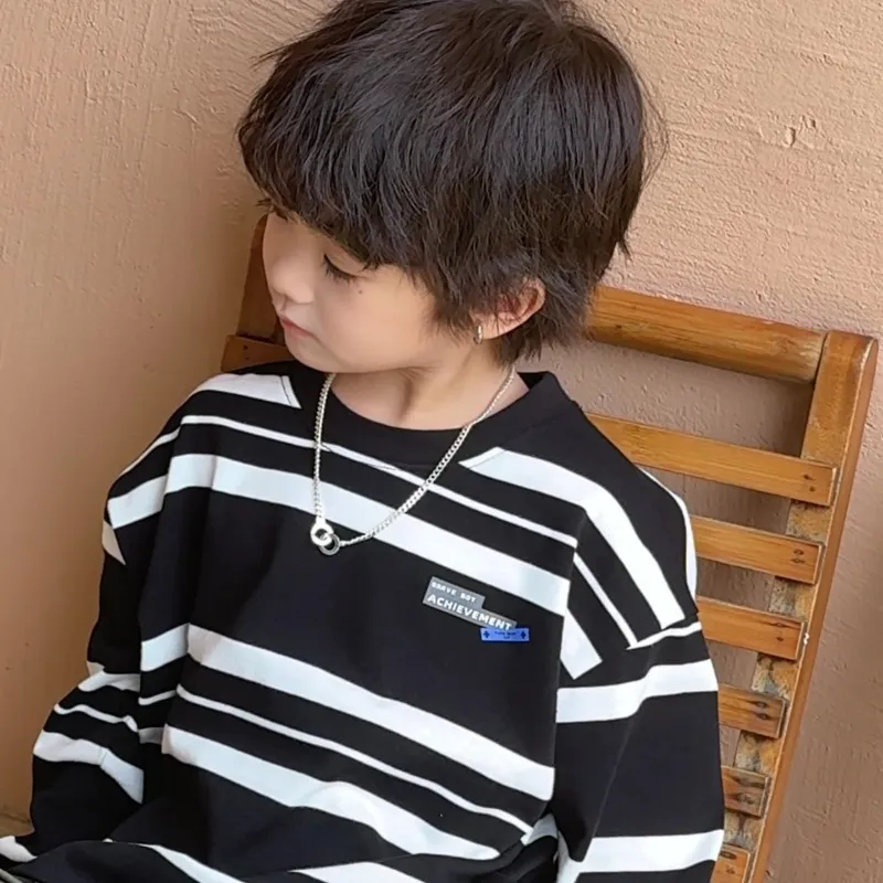 【110-170cm】秋新作！カジュアル ファッション 配色 ボーダー柄 男の子 長袖 Ｔシャツ