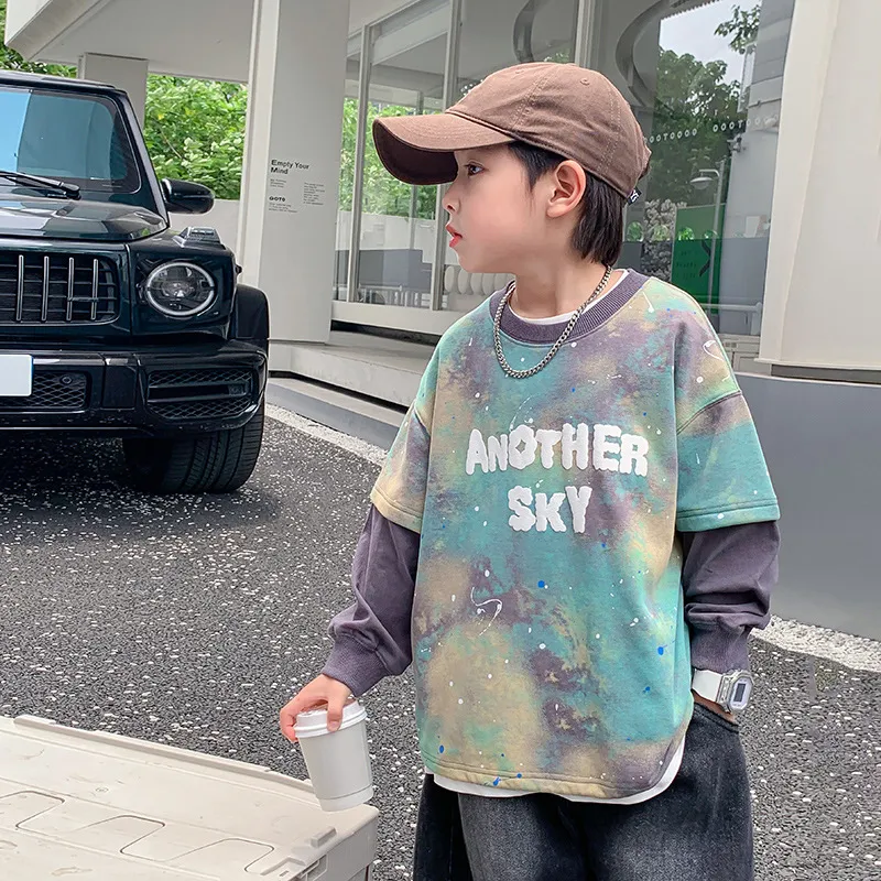 【120-160cm】絶対欲しい！トレンド フェイクレイヤード 着心地良い 合わせやすい トレンド 長袖 Tシャツ