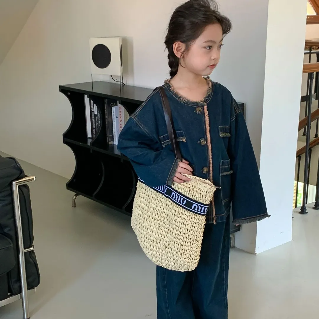 【90-150cm】可愛い ジュニア おしゃれ カジュアル セットアップ デニム2点セット 女の子