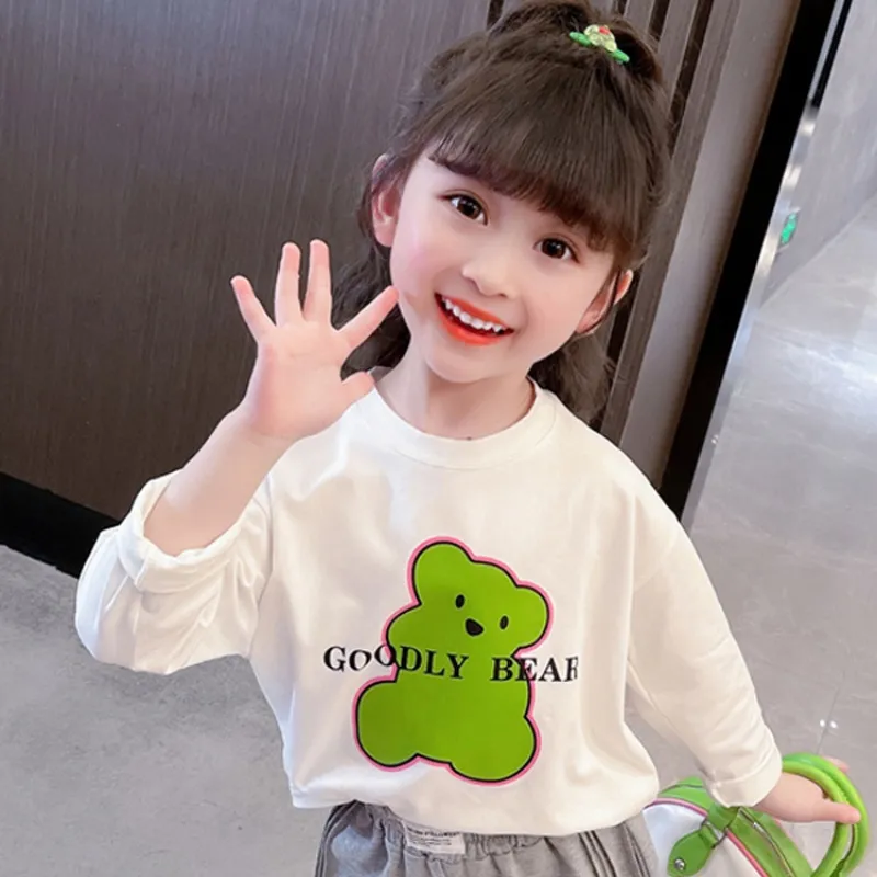【100-160cm】売れ筋!可愛い 清新 着やすい  アルファベット カートゥーン 女の子 長袖 Tシャツ