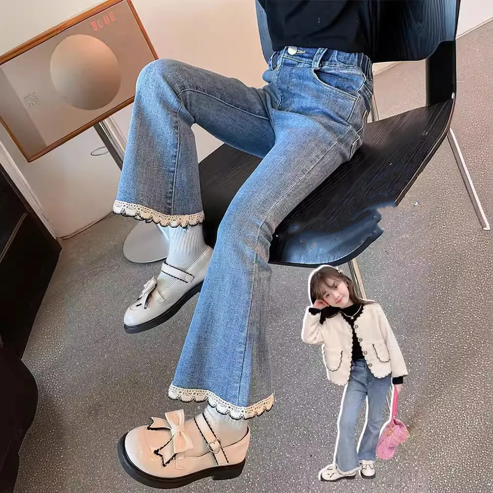 【100-160cm】特別なデザイン！合わせやすい ファッション スウィート 女の子 デニム パンタロンパンツ