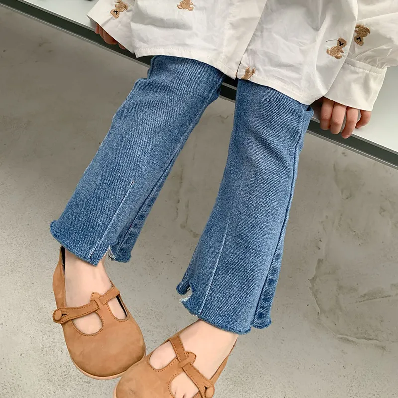 【80-140cm】 定番 ファッション  合わせやすい  無地 女の子 デニム パンタロン パンツ