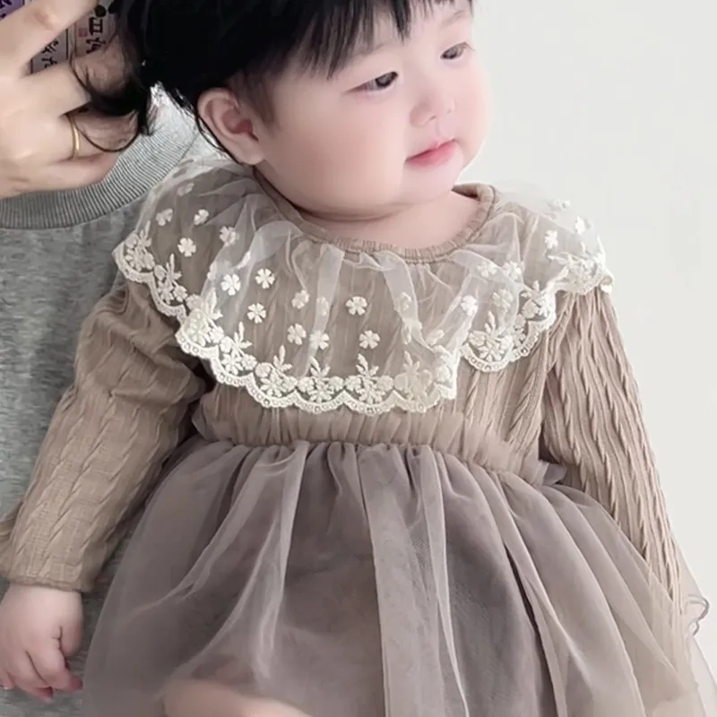 【66-100cm】人気商品 おしゃれ プリンセス スウィート 切り替え 女の子 長袖 ワンピース