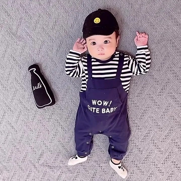 【66-90cm】人気上昇中 カジュアル ファッション レイヤード 男ベビー 長袖 ロンパース