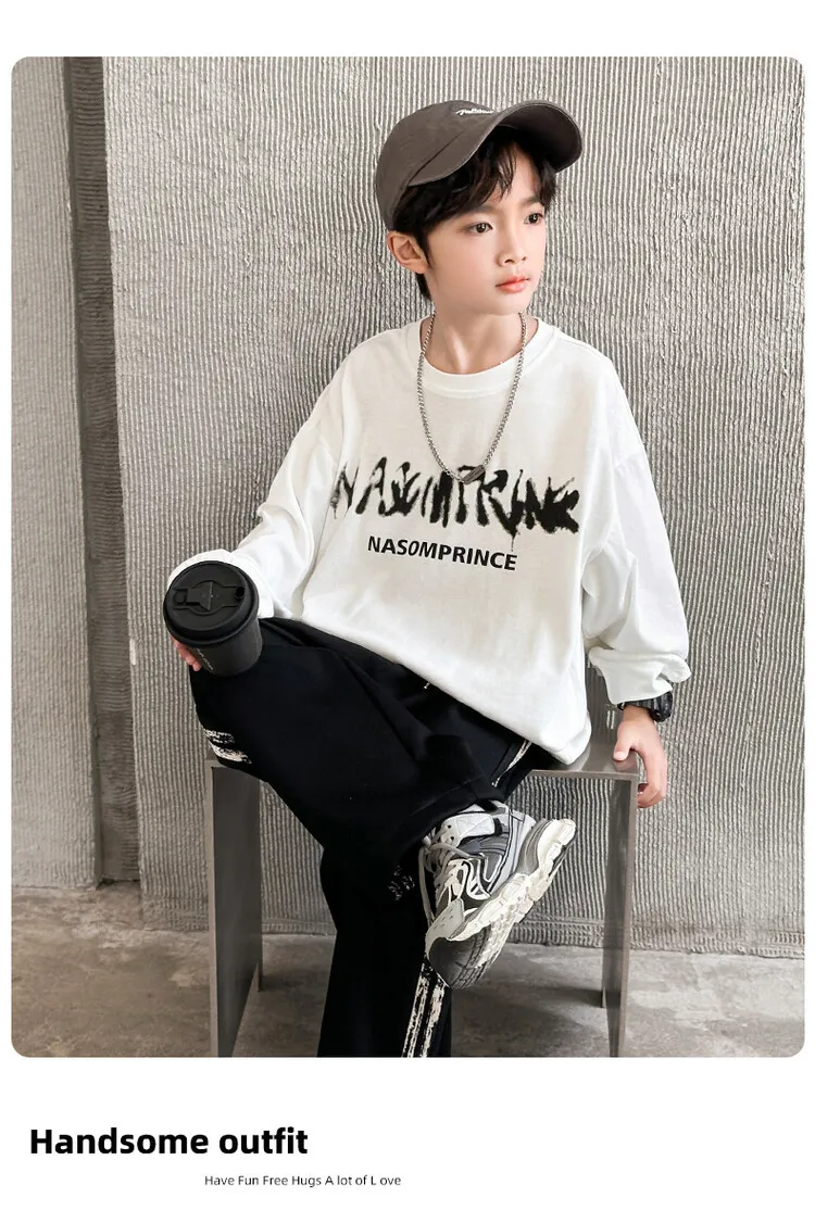 【90-160cm】デイリーコーデに取り入れやすい1枚 プリント 綿 Tシャツ 長袖 ロンT 子供服