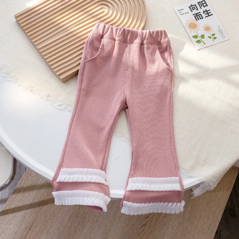 【100‐140cm】ファッション 可愛い レーナー+フレアパンツ おしゃれ 2点セット 女の子 セットアップ
