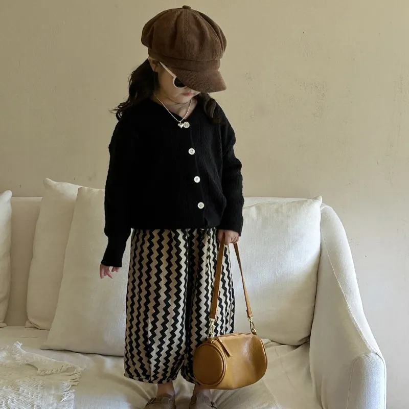 【90-140cm】売れ筋 モード おしゃれ ファッション 女の子 カーディガン/Ｔシャツ/パンツ