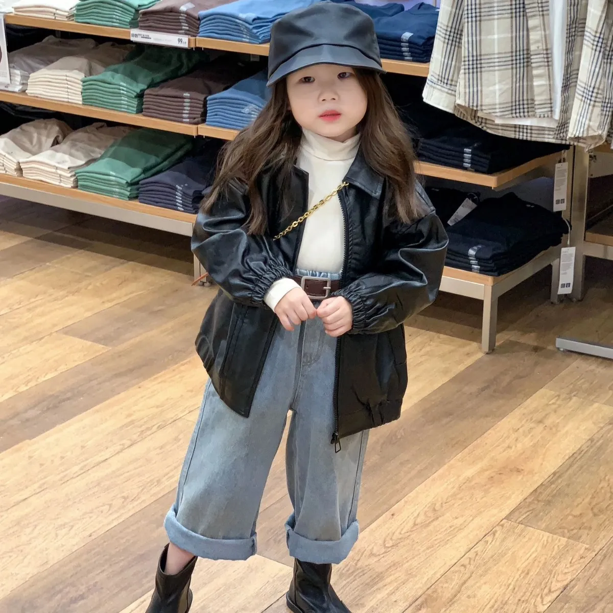 【90-140cm】超人気 単品注文 シンプル 合わせやすい 女の子 アウター / デニムパンツ