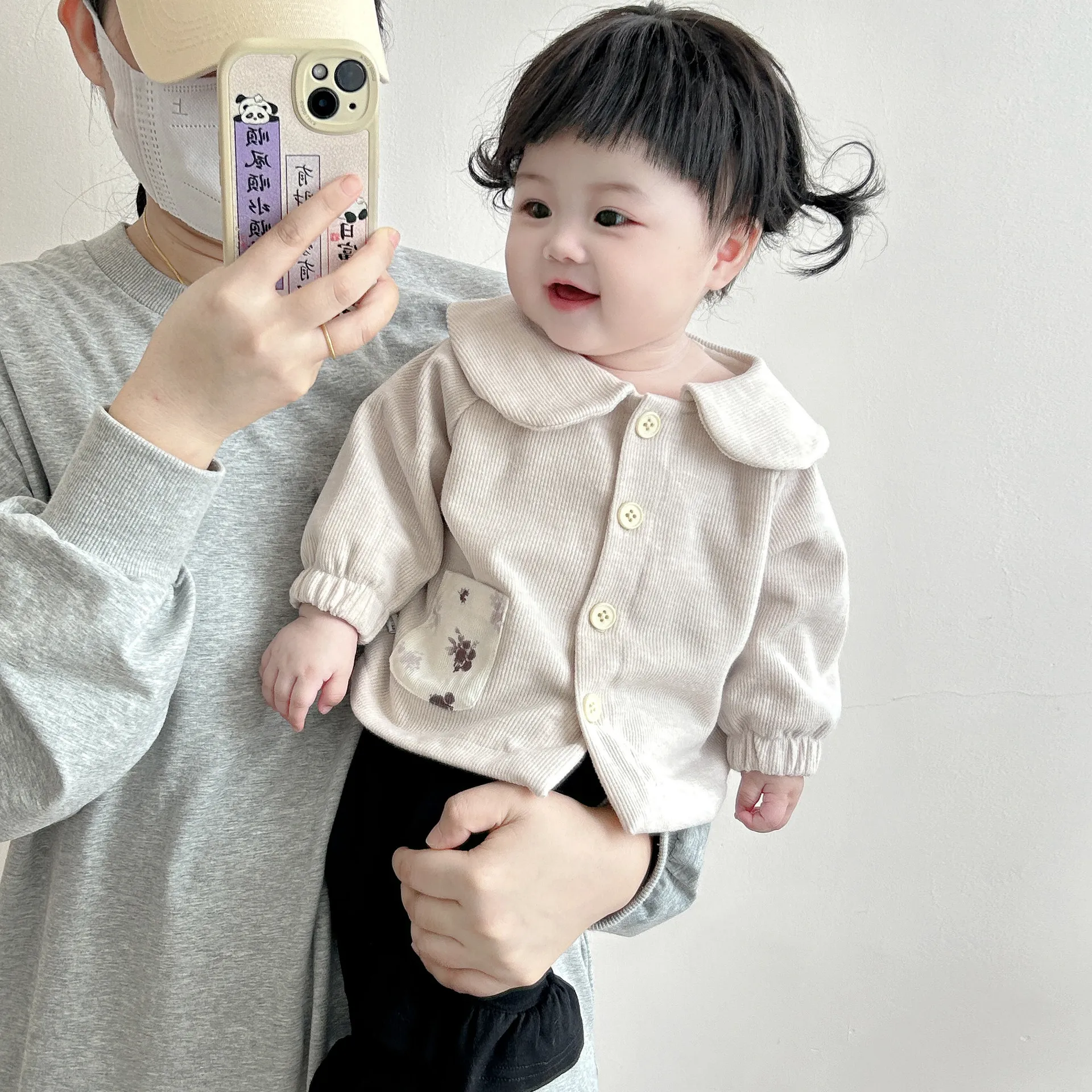 【66-100cm】可愛いおすすめの1枚 長袖 無地 シンプル トップス ベビー カーディガン