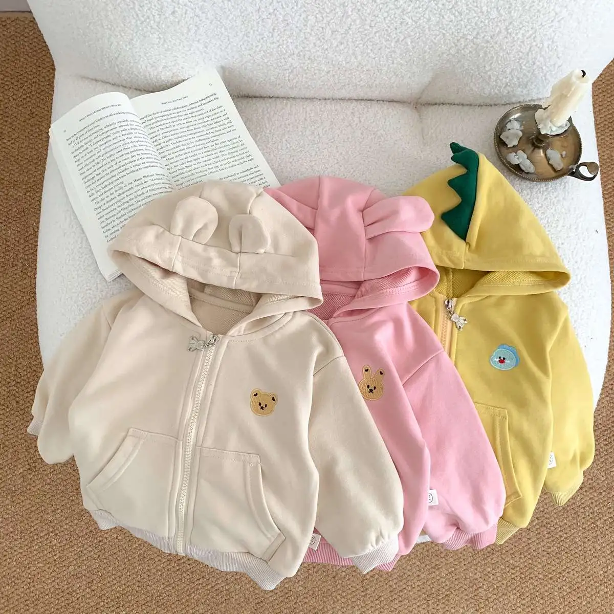 【73-100cm】よく売れる かわいい クマちゃん フード付き 長袖 アウター