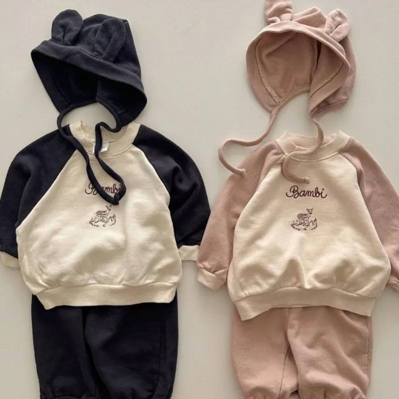 【73-100cm】三点セット 超人気商品 可愛い 肌に優しい ベビー 帽子＋トレーナー＋パンツ＝セットアップ