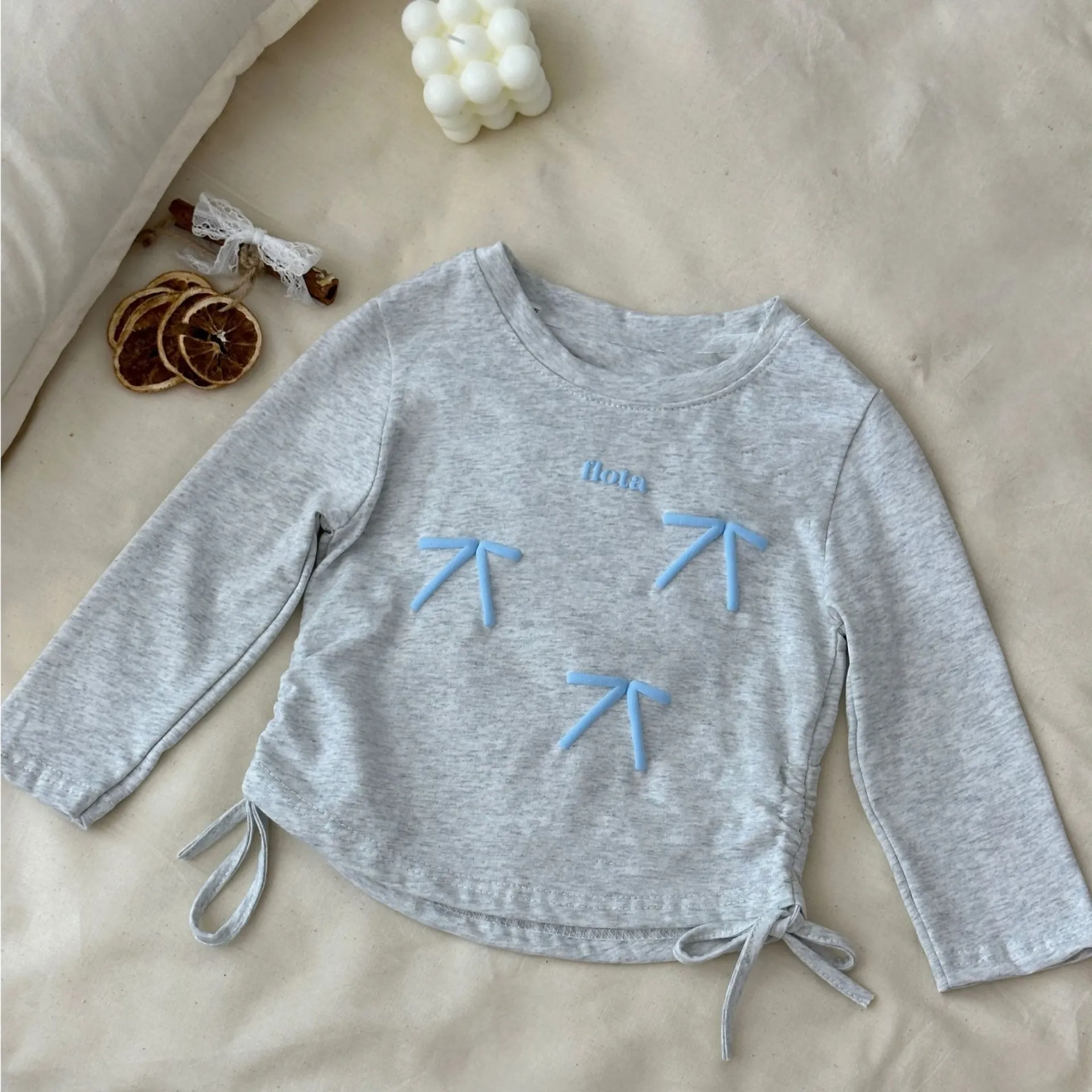 【80-160cm】超かわいい 人気商品 売れ筋 やわらかな素材 リボン付き 女の子 長袖 Tシャツ