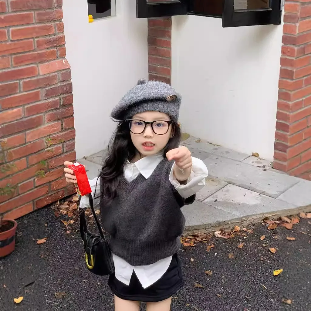 【90-140cm】フォーマル カジュアル 通学 入園 普段着 ニットベスト 子供服 ノースリーブ トップス