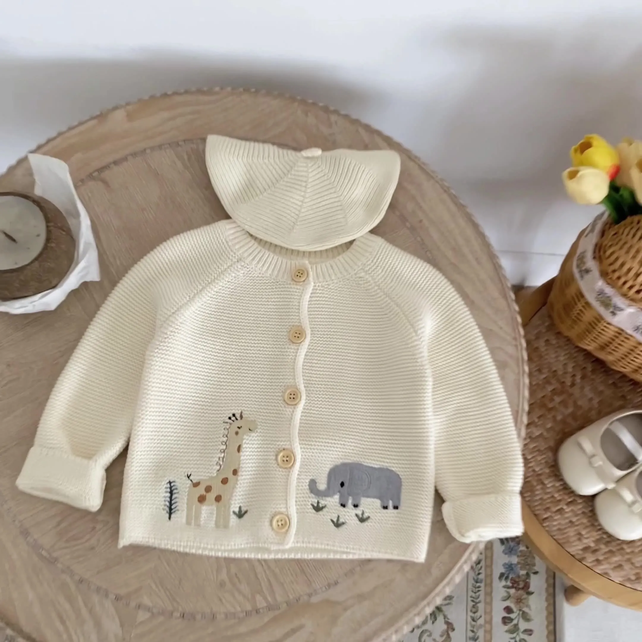 【66-100cm】可愛い ジュニア 子ども セーター カーディガン オシャレ 前開き ベビー 赤ちゃん