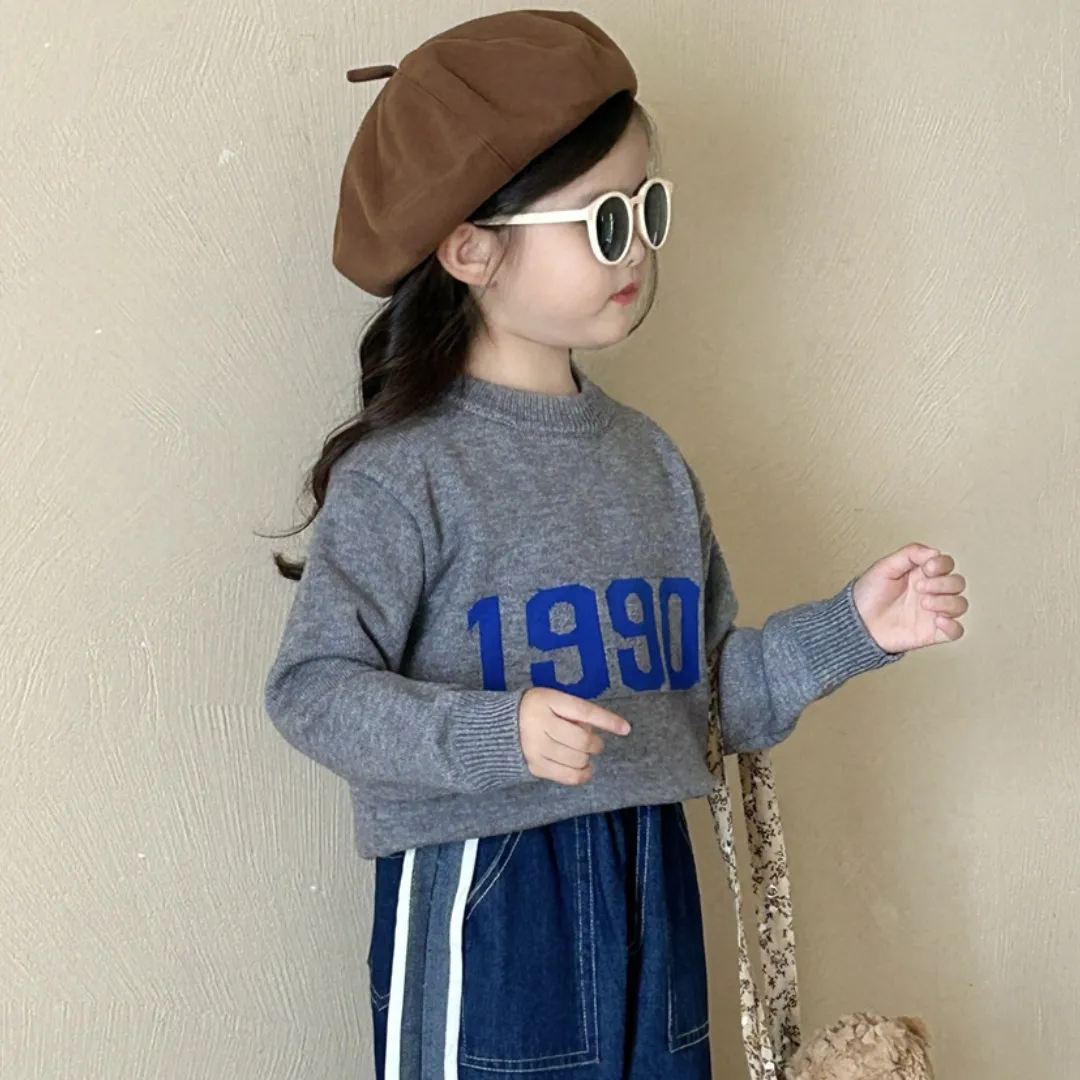 【90-140cm】可愛い きれいめ ニットセーター+デニムパンツ 2点セット バラ売り 女の子