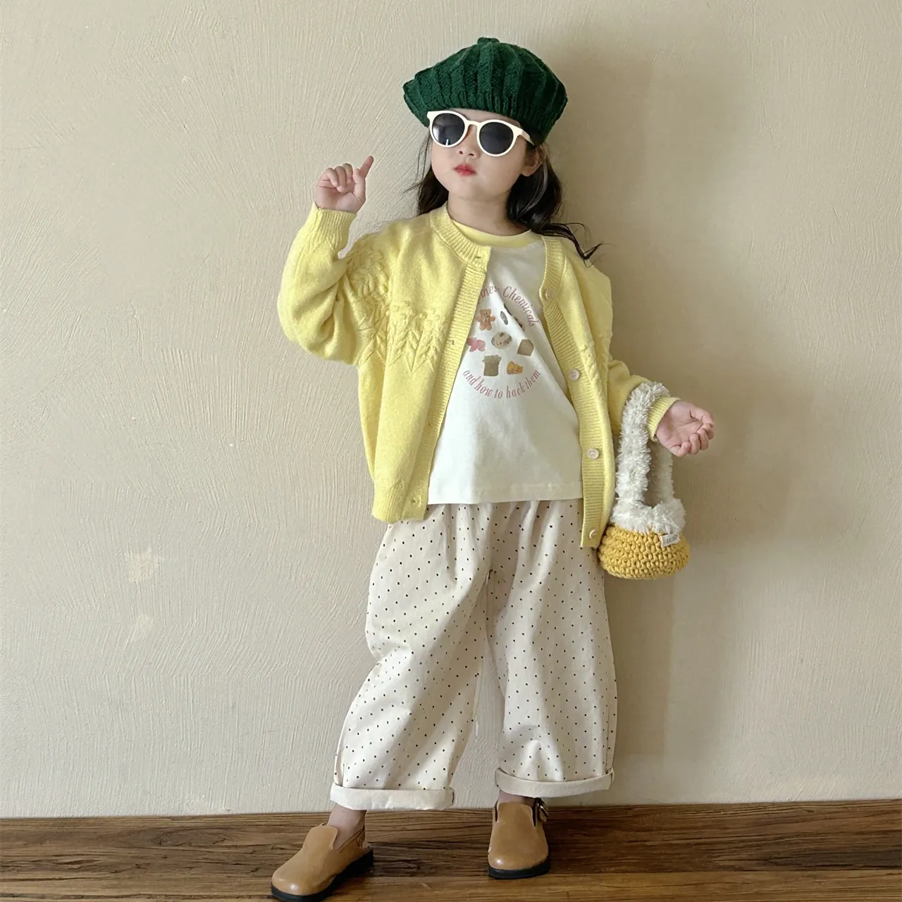 【90-140cm】人気上昇中 やわらかな素材 絶対後悔しない かわいい 女の子 ニット カーディガン/Tシャツ/パンツ