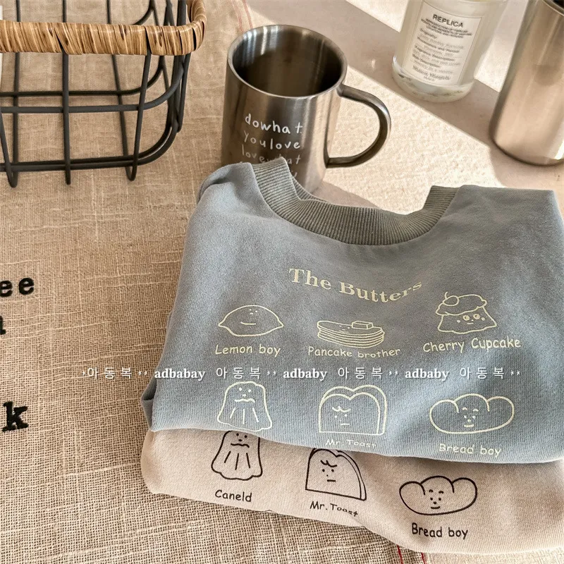 【80-130cm】秋新作  シンプル カジュアル  カートゥーン 可愛い  二色選べる  男の子 トレーナー