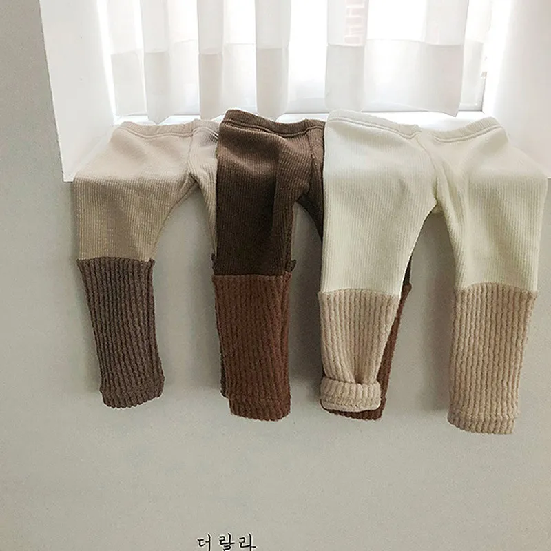 【66-100cm】秋新作  絶対流行  スウィート 切り替え レイヤード 合わせやすい ベビー スキニーパンツ