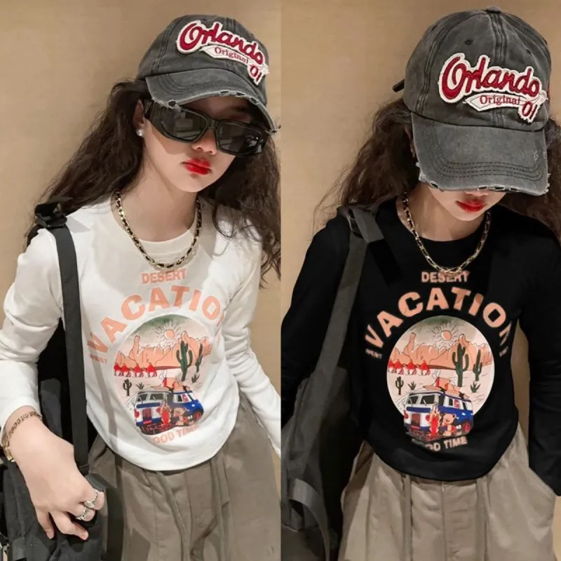 【110-160cm】絶対欲しい 人気商品  おしゃれ カジュアル ファッション 女の子 長袖 Tシャツ