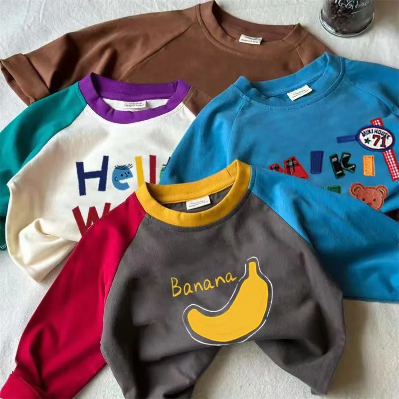 【90-150cm】 人気上昇中 合わせやすい  超可愛い カートゥーン 配色  カジュアル 男の子 女の子  トレーナー