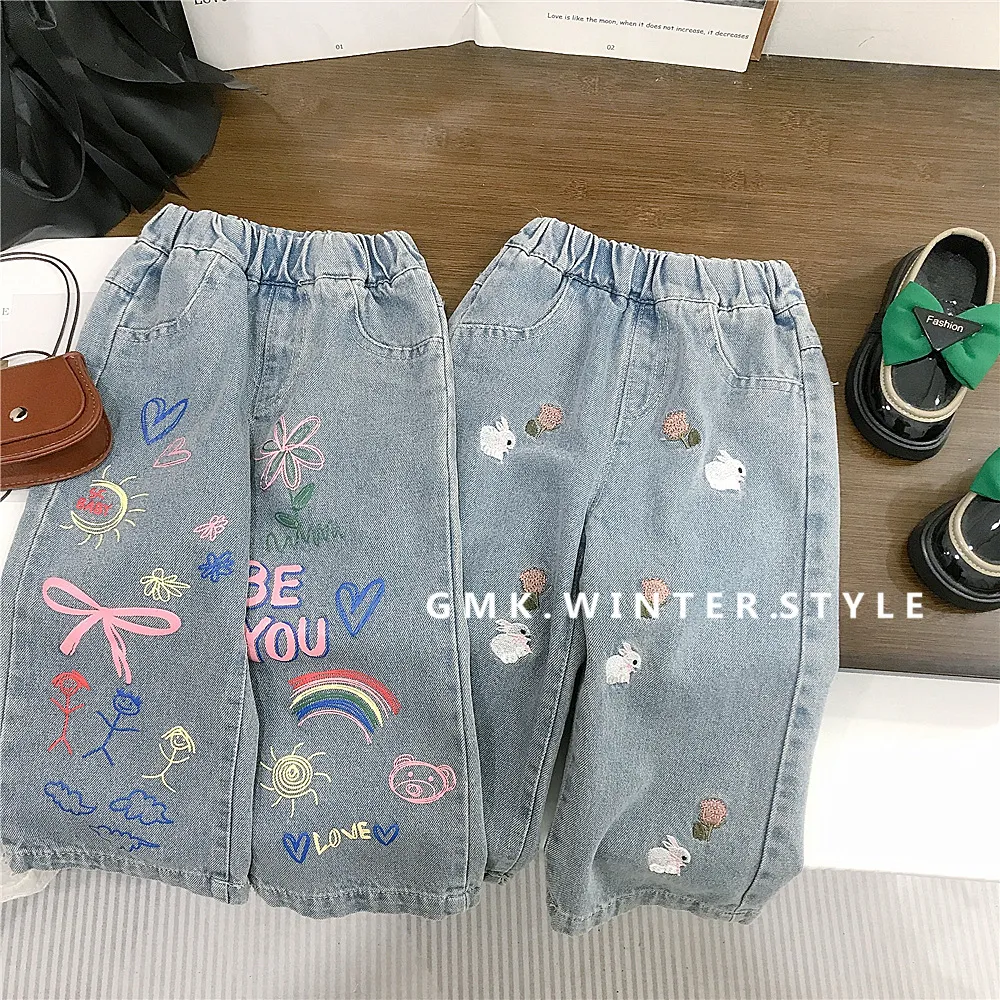 【90-140cm】大人気  特別なデザイン  おしゃれ  合わせやすい  ガーリッシュ  女の子 デニム パンツ