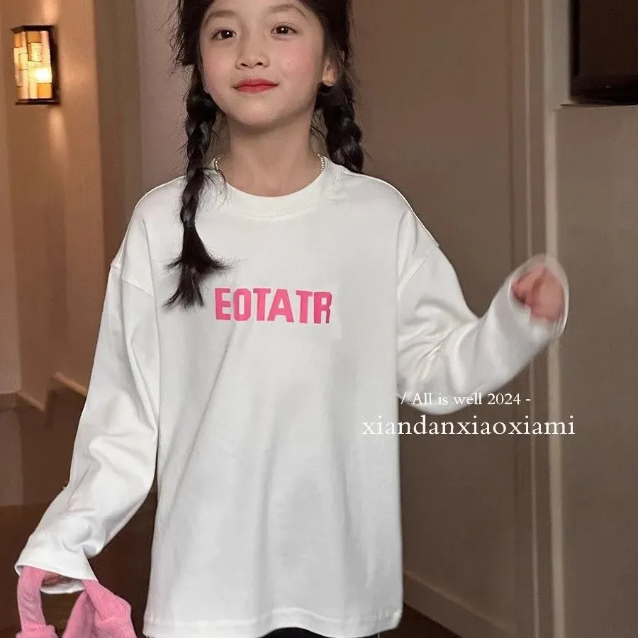 【100-160cm】特別なデザイン 存在感アップ カジュアル おしゃれ ファッション 女の子 長袖 Tシャツ