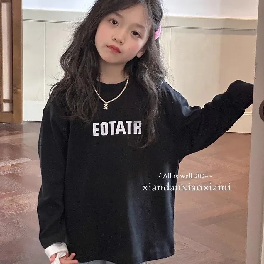 【100-160cm】特別なデザイン 存在感アップ カジュアル おしゃれ ファッション 女の子 長袖 Tシャツ