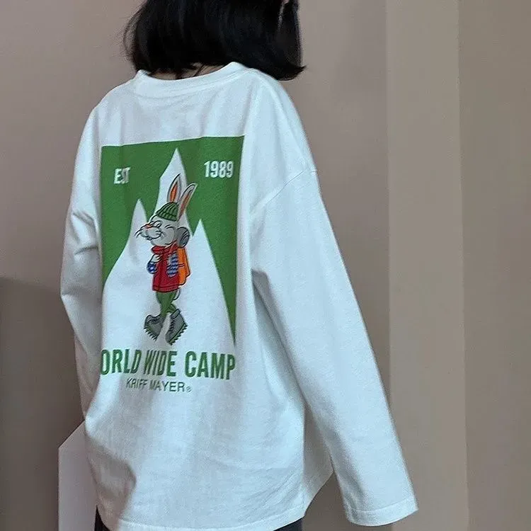 【100-160cm】絶対流行  着やすい カジュアル カートゥーン 可愛い ユニーク 女の子 長袖 Ｔシャツ
