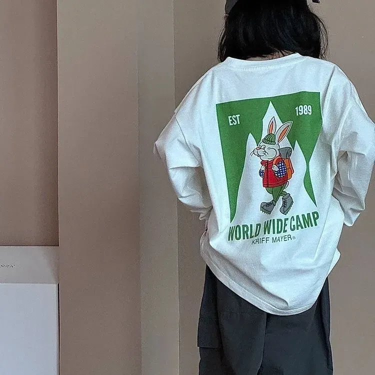 【100-160cm】絶対流行  着やすい カジュアル カートゥーン 可愛い ユニーク 女の子 長袖 Ｔシャツ