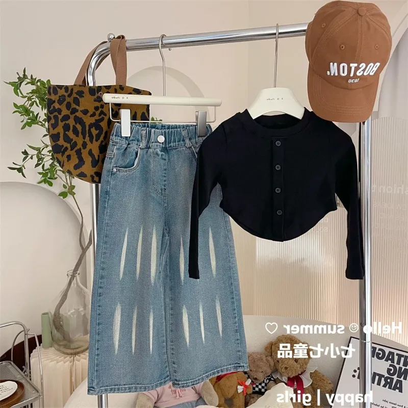 【90-140cm】秋新作 絶対見逃さないで ファッション おしゃれ フェミニン 女の子 セーター/デニムパンツ