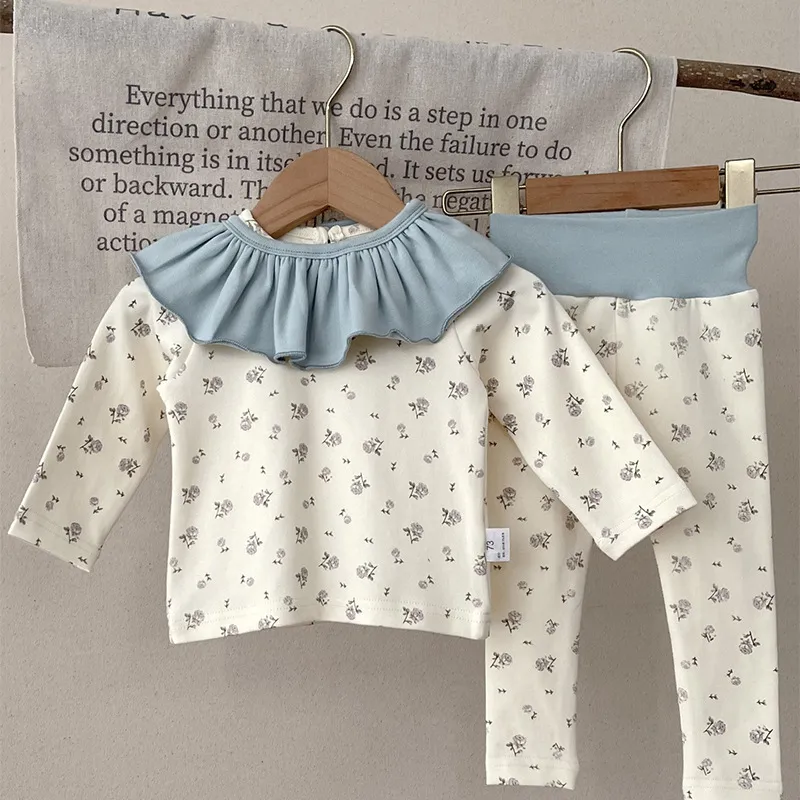 【73-100cm】三点セット おしゃれ  スウィート 花柄  可愛い  ベビー トップス＋ボトムス＋お食事スタイ セットアップ