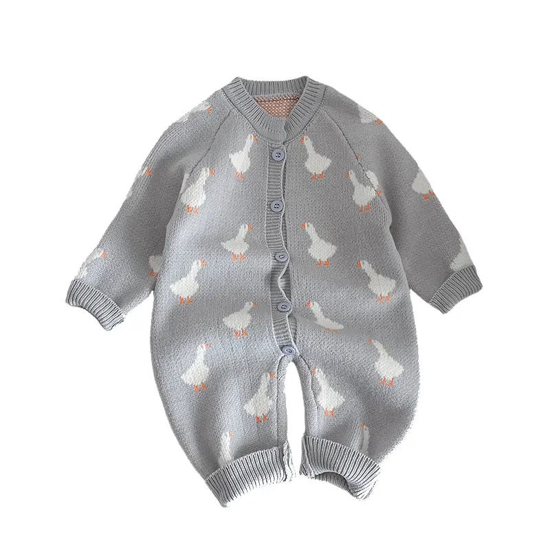 【66-100cm】品質のいい新品 韓国風ファッション 柔らかい ニット 動物柄 長袖 ベビー服 赤ちゃん ロンパース