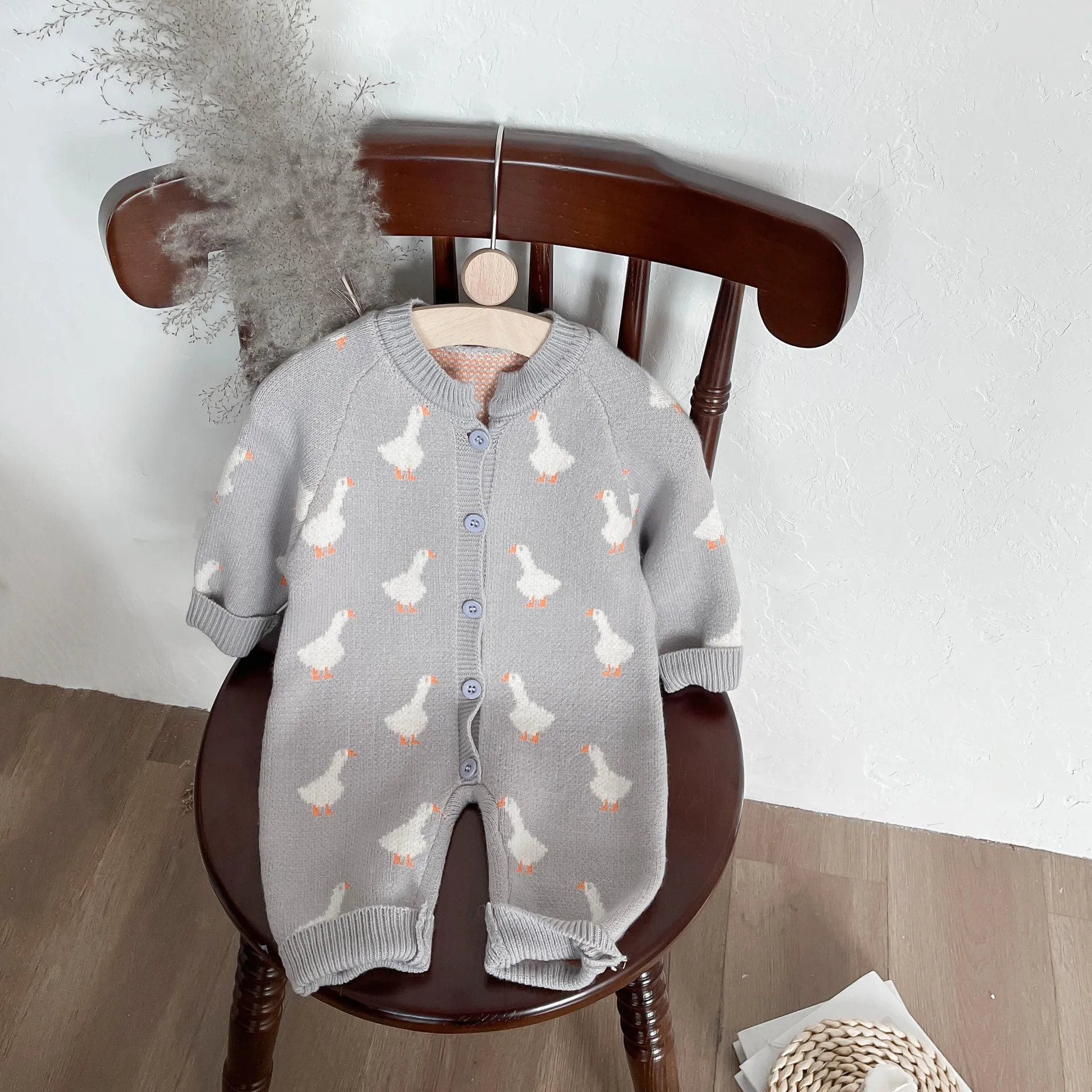 【66-100cm】品質のいい新品 韓国風ファッション 柔らかい ニット 動物柄 長袖 ベビー服 赤ちゃん ロンパース