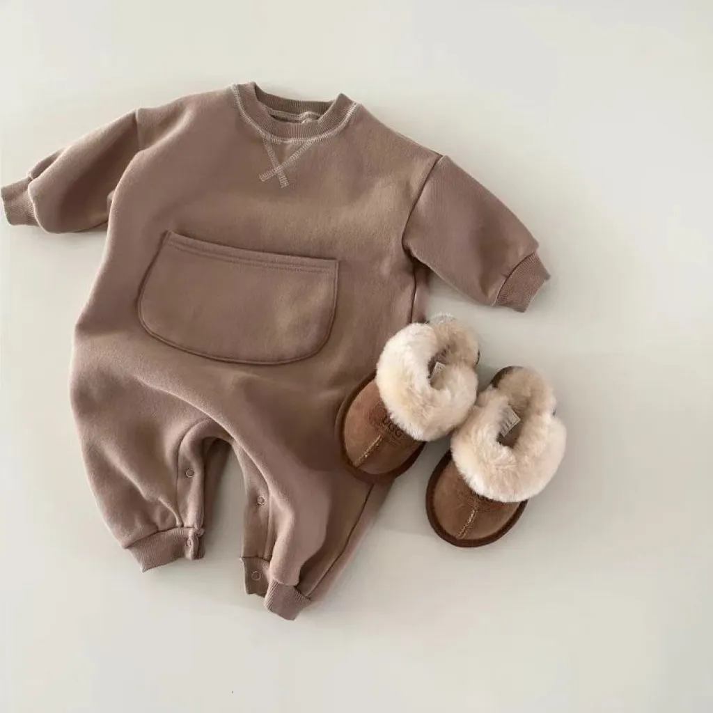 【66-90cm】二色選べ 新登場 韓国風ファッション 肌触りよく 無地 長袖 ベビー服 赤ちゃん ロンパース