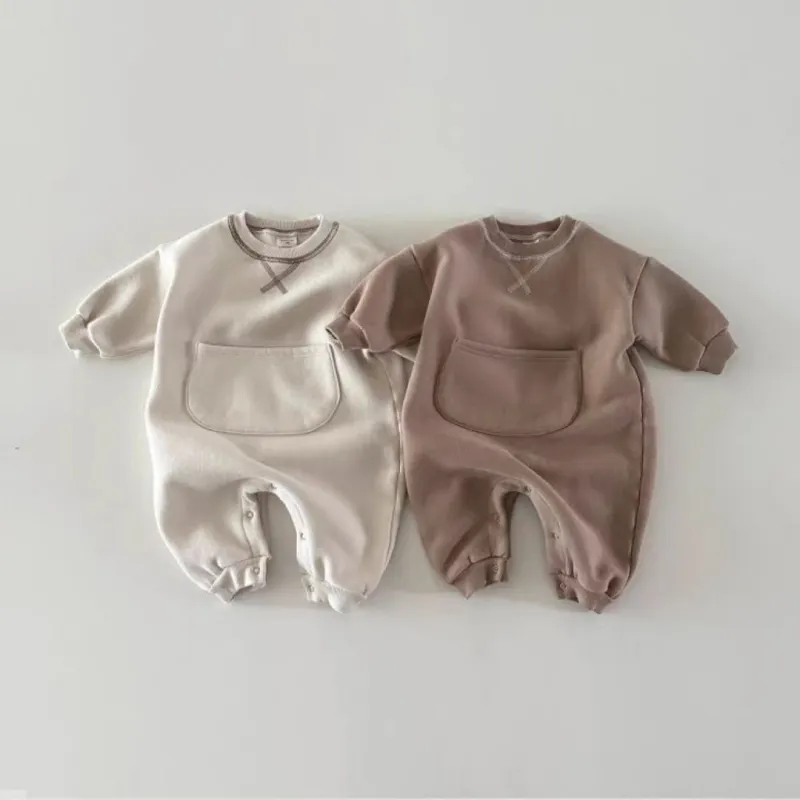 【66-90cm】二色選べ 新登場 韓国風ファッション 肌触りよく 無地 長袖 ベビー服 赤ちゃん ロンパース
