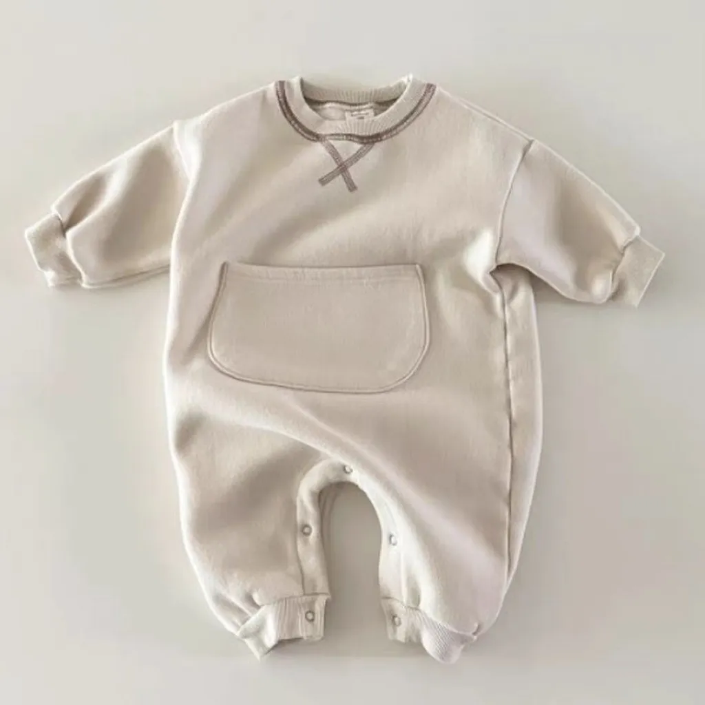【66-90cm】二色選べ 新登場 韓国風ファッション 肌触りよく 無地 長袖 ベビー服 赤ちゃん ロンパース