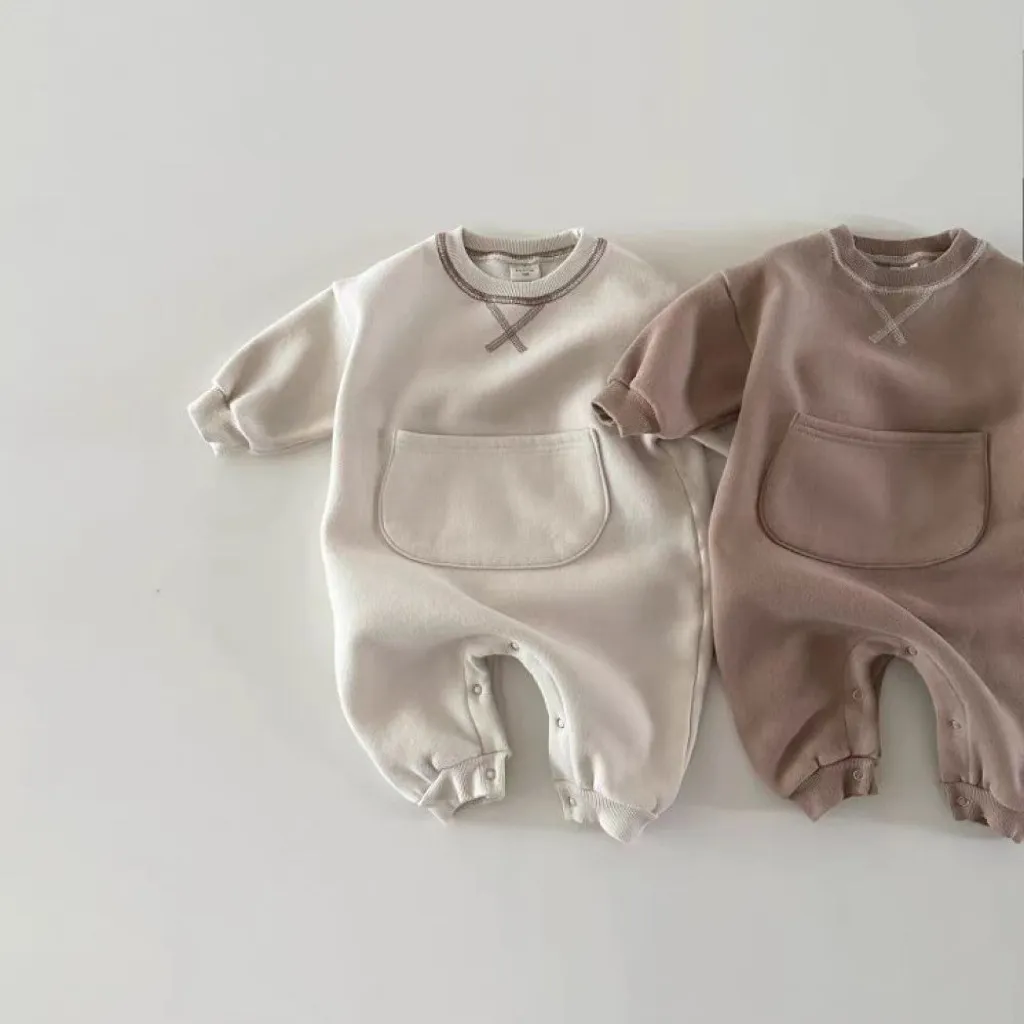【66-90cm】二色選べ 新登場 韓国風ファッション 肌触りよく 無地 長袖 ベビー服 赤ちゃん ロンパース