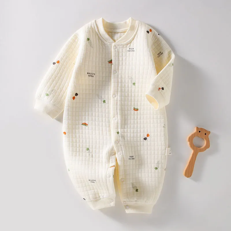 【59-90cm】全5色 韓国風ファッション 暖かい かわいい ソフトプリント 新生児 赤ちゃん ロンパース