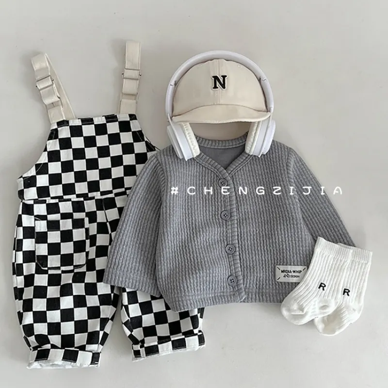 【66-100cm】二色選べ おしゃれ度高め 着回し力抜群 配色 チェック柄 ベビー服 ロンパース