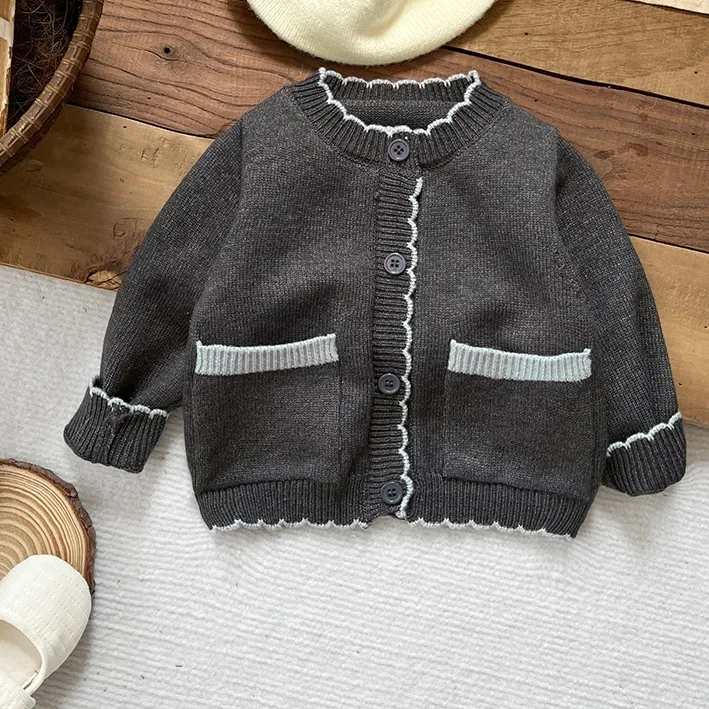 【66-100cm】2色選べる大流行新作 長袖 ニット シンプル 無地 ベビー服 アウター