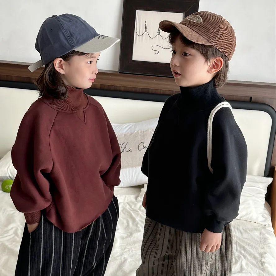 【80-140cm】2色選べる流行の予感 長袖 秋冬 ハイネック 無地 女の子 男の子 トップス