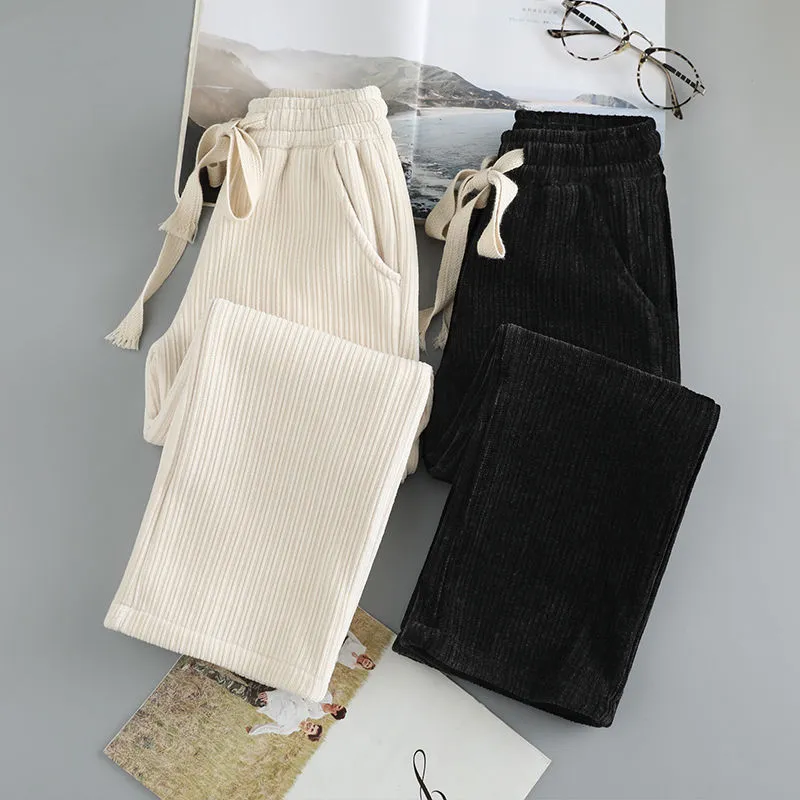 【120-170cm】二色選べ Basic日常簡約 コーデュロイ 薄手/裏起毛 秋 冬 子供服 キッズ ジュニア 女の子 無地 ボウタイ ボトムス