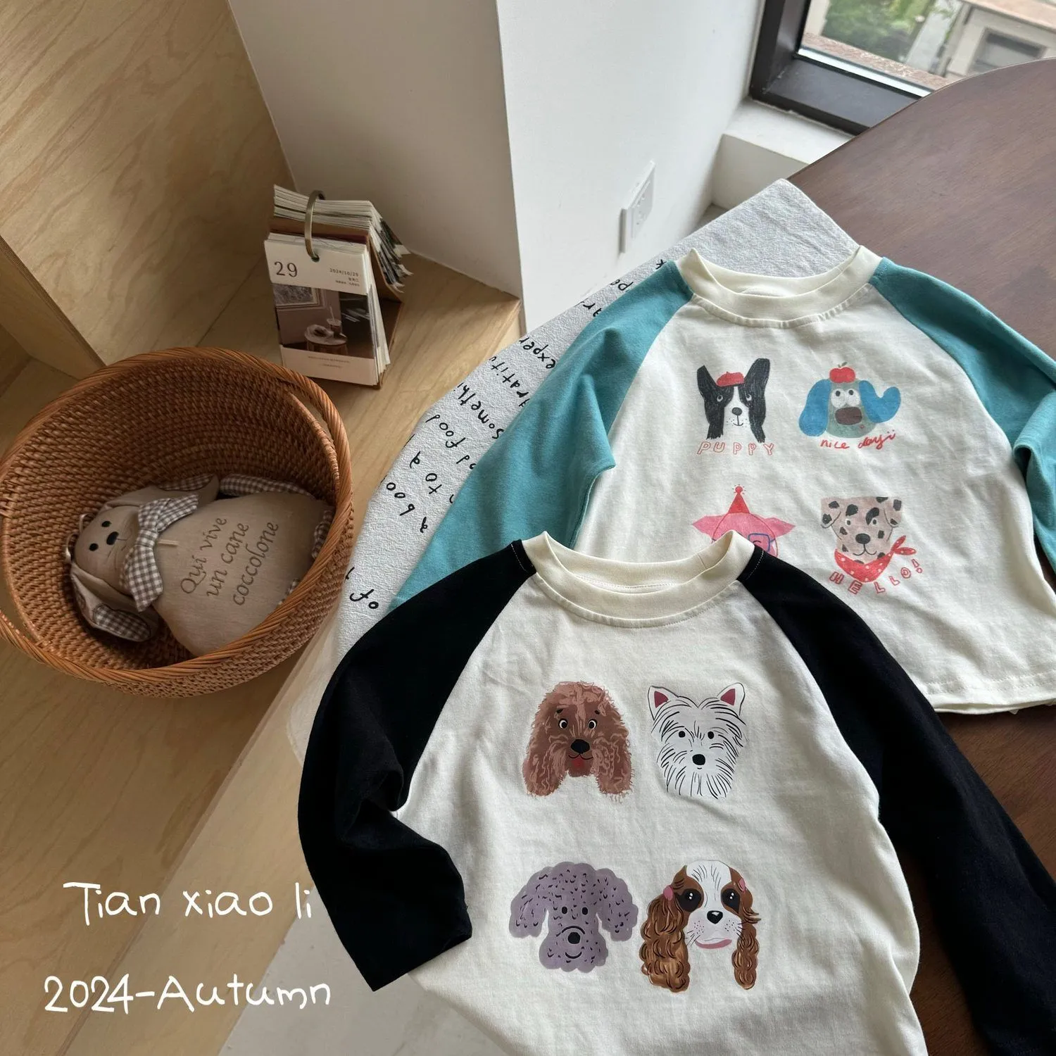 【80-140cm】二色選べ 新品殺到 心地よい 切り替え プリント カートゥーン 長袖 女の子 男の子 Tシャツ トップス