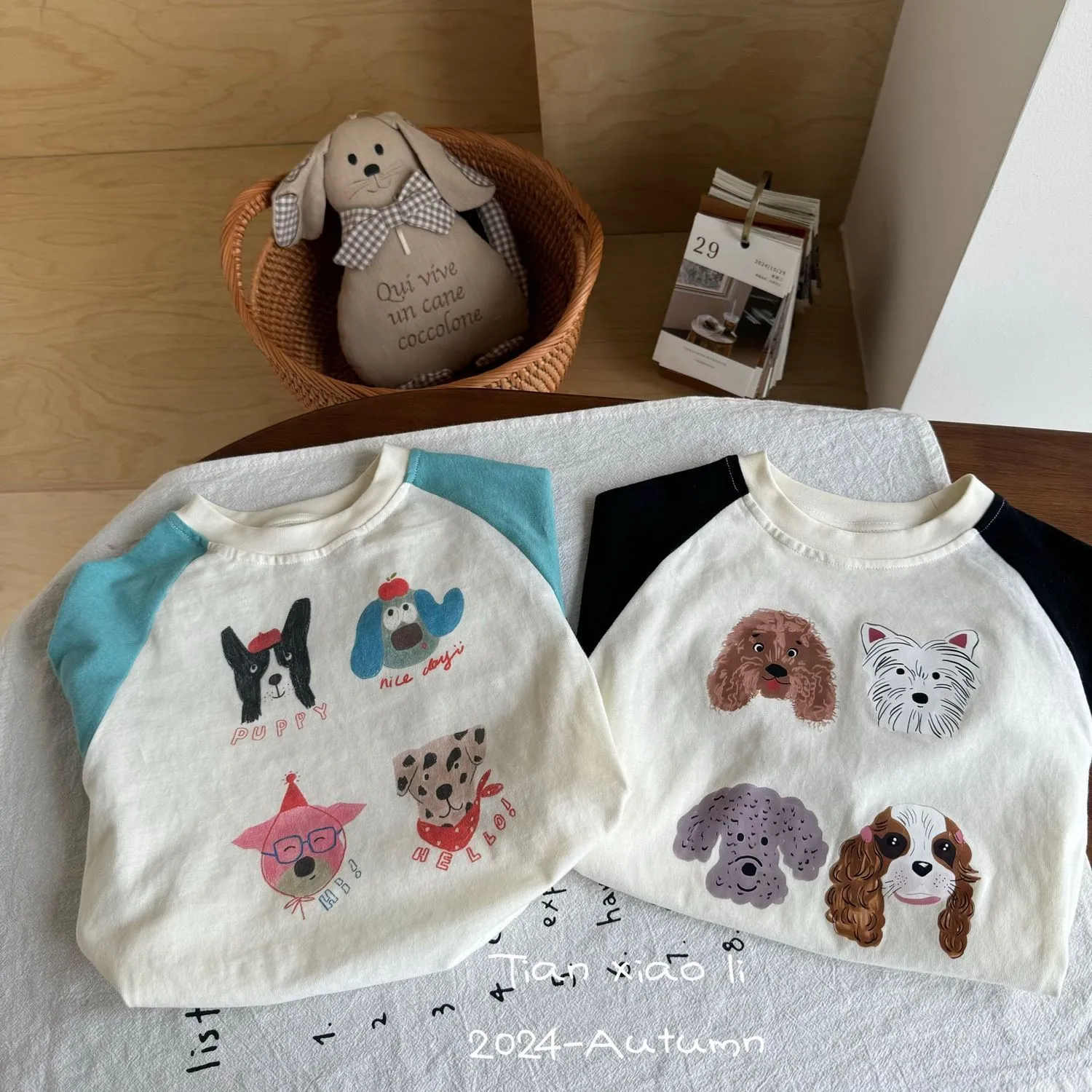 【80-140cm】二色選べ 新品殺到 心地よい 切り替え プリント カートゥーン 長袖 女の子 男の子 Tシャツ トップス