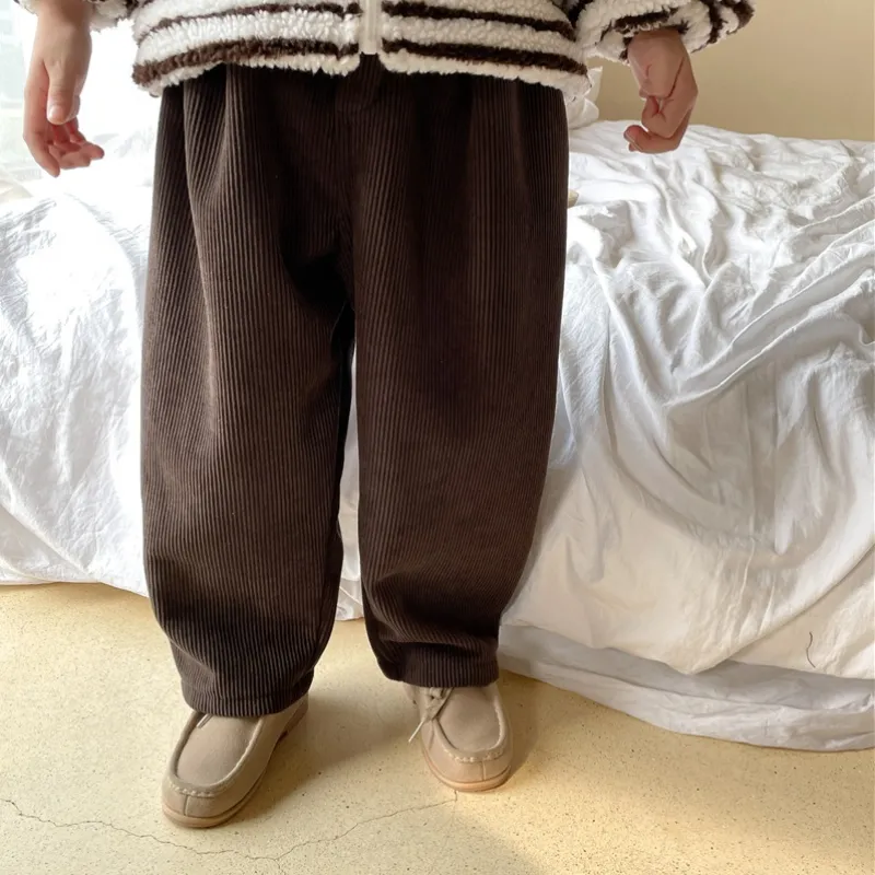 【90-140cm】二色選べ ゆったり 着回し力抜群 シンプル  コーデュロイ生地 厚手 女の子 男の子 ボトムス