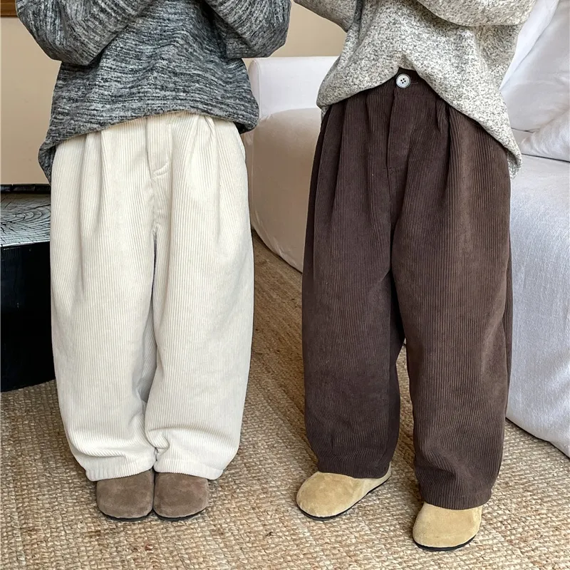 【90-140cm】二色選べ ゆったり 着回し力抜群 シンプル  コーデュロイ生地 厚手 女の子 男の子 ボトムス