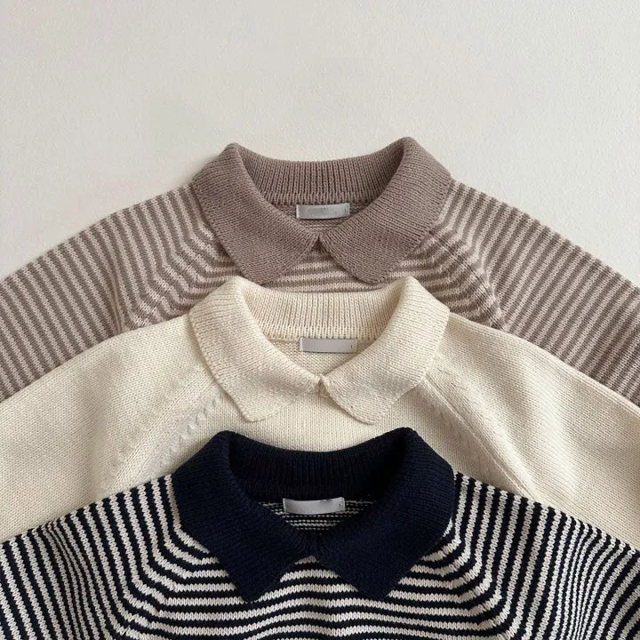 【80-130cm】3色選べる ins超人気 レトロ 定番 ボーダー 切り替え 子供服 春秋冬 女の子 男の子 ニット セーター トップス