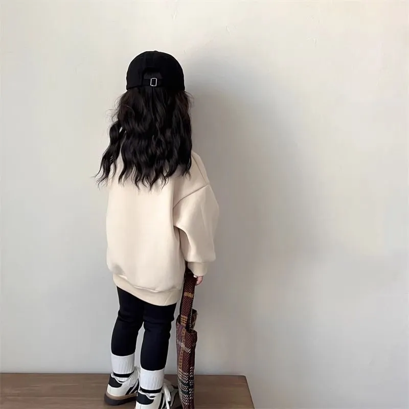 【90-140cm】人気上昇中 新作 カジュアル アルファベット 裏起毛 長袖 女の子 トップス
