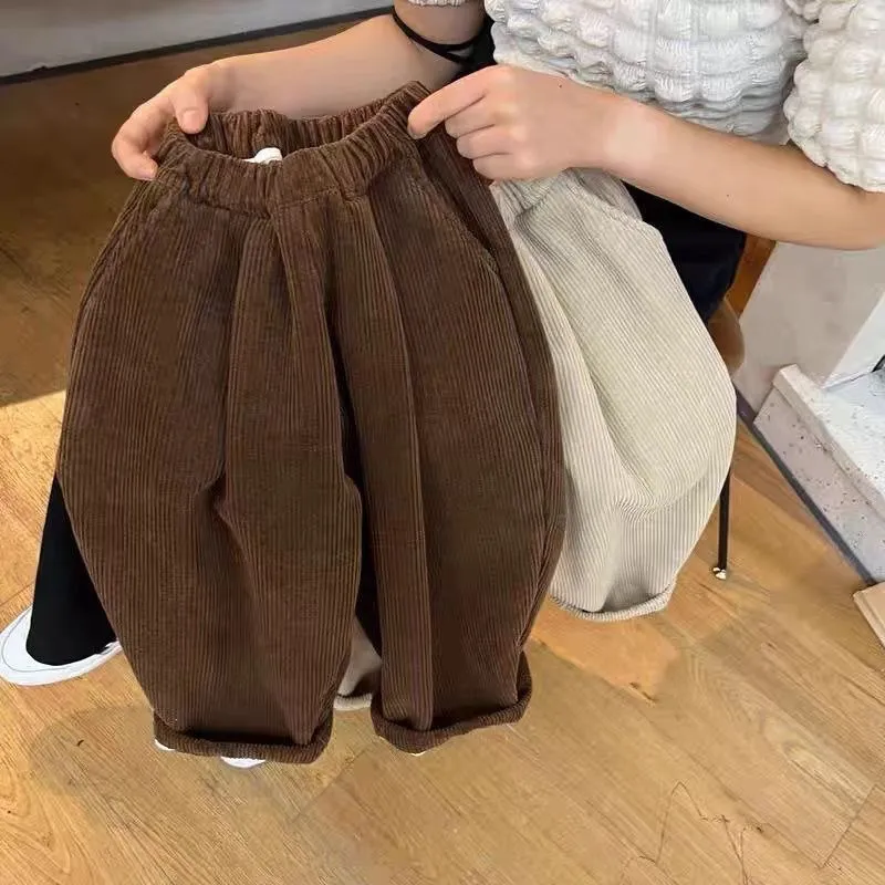 【90-140cm】二色選べ 新品殺到 人気上昇中 着回し力抜群 しっかり 無地 コーデュロイ 裏起毛 女の子 男の子 ボトムス