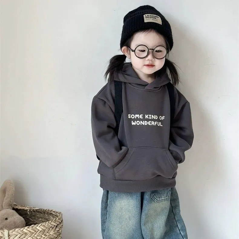 【100-160cm】二色選べ 韓国風ファッション カジュアル アルファベット 長袖 フード付き 女の子 パーカー トップス